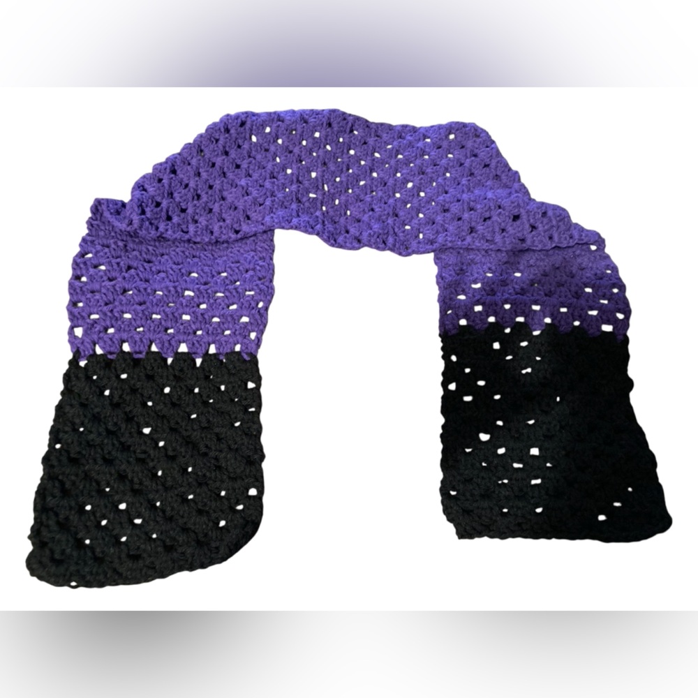 Handmade Purple and Black Crochet Scarf